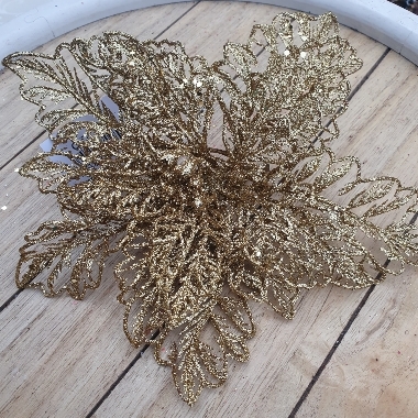 9 Inch Poinsettia Clip Gold